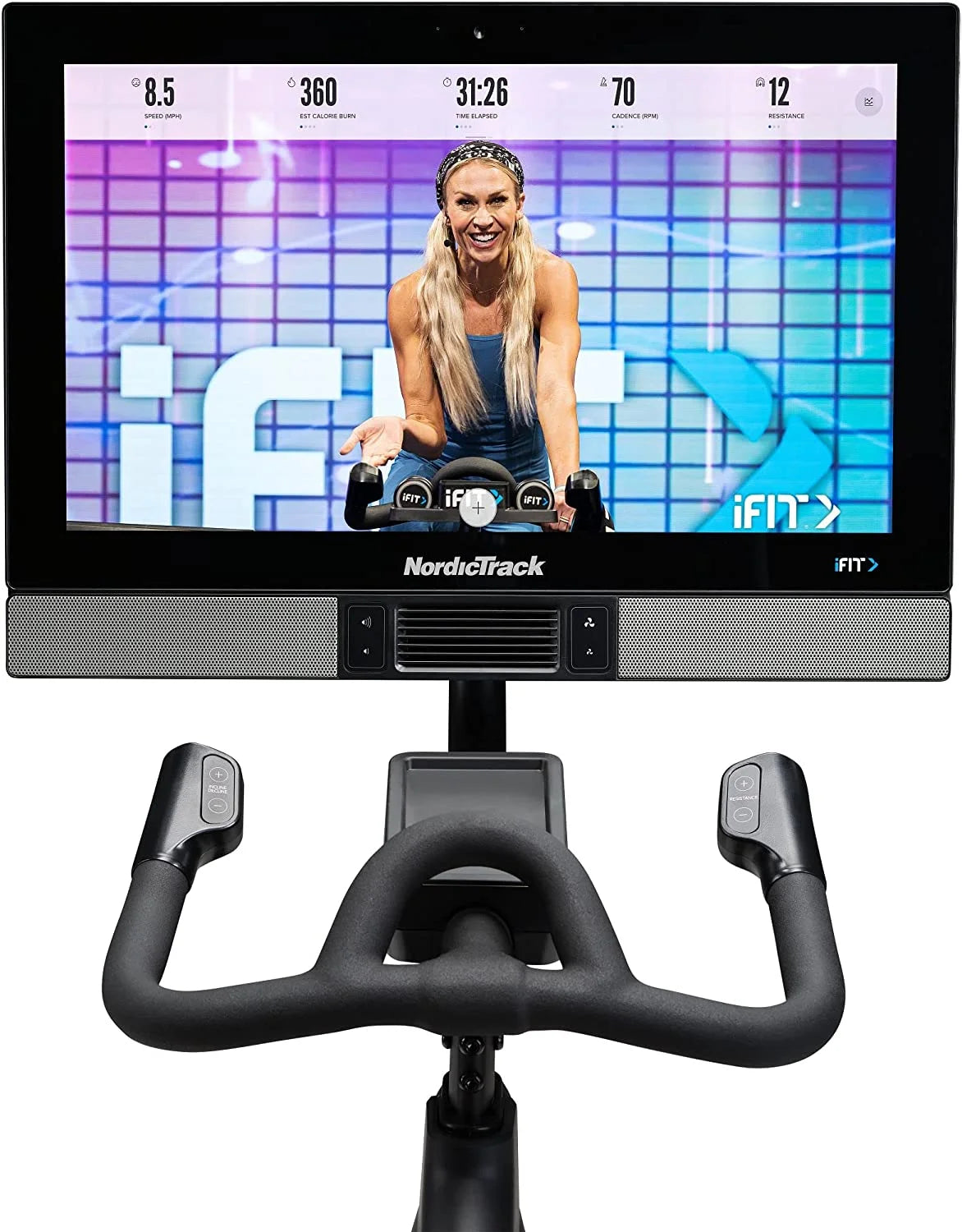 Commercial Series S27I; Ifit-Enabled Indoor Exercise Bike with 27 Inch Pivoting Touchscreen and Incline/Decline Functionality