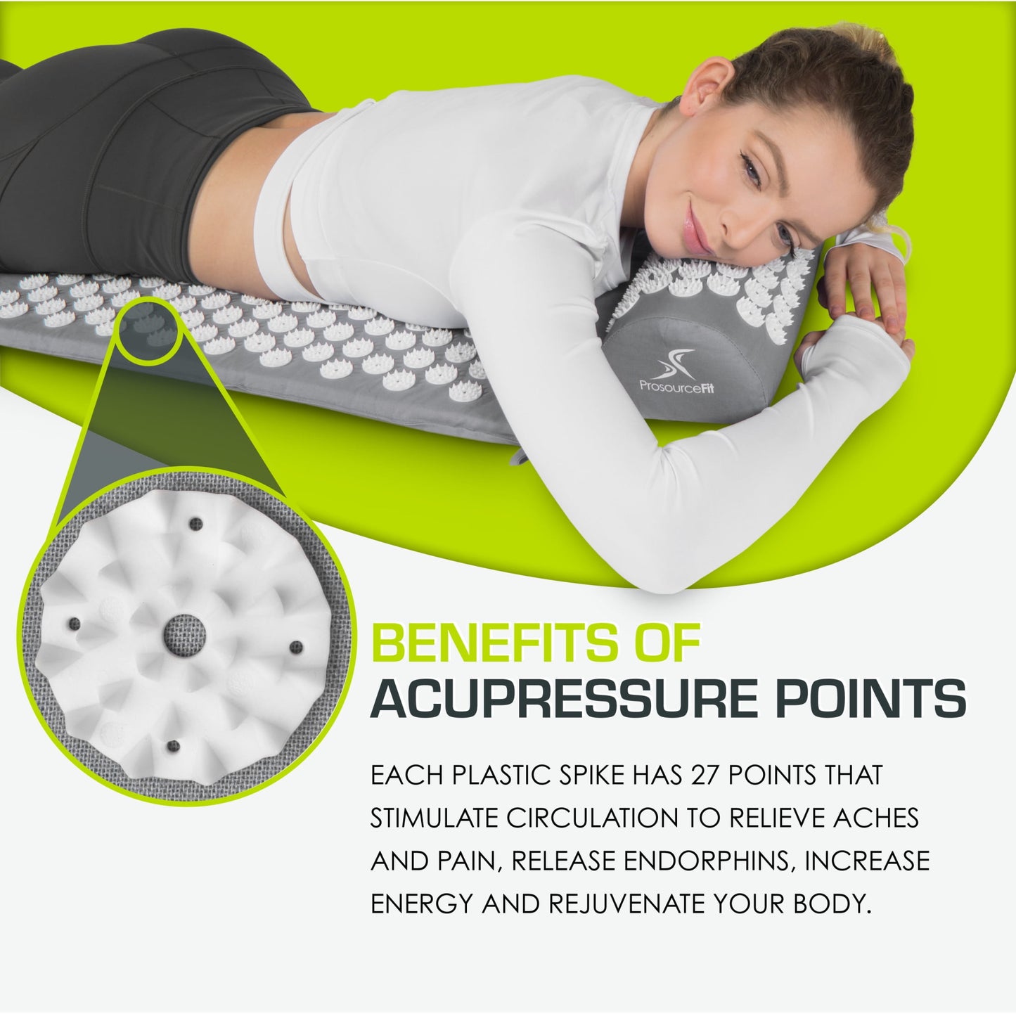 Acupressure Mat and Pillow Set for Back/Neck Pain Relief and Muscle Relaxation