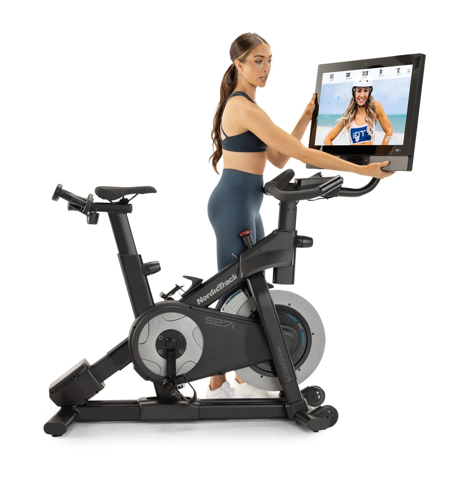 Commercial Series S27I; Ifit-Enabled Indoor Exercise Bike with 27 Inch Pivoting Touchscreen and Incline/Decline Functionality