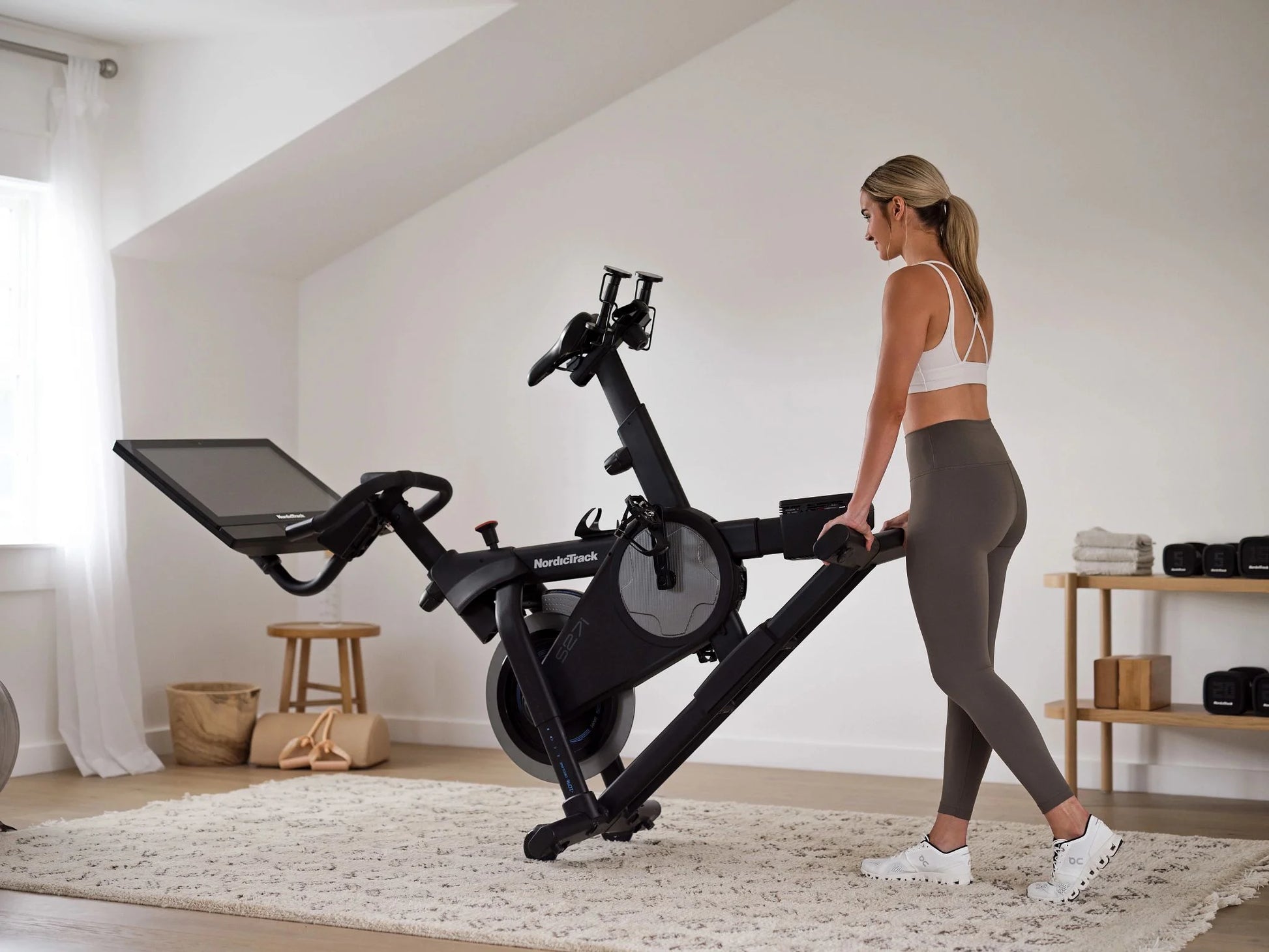 Commercial Series S27I; Ifit-Enabled Indoor Exercise Bike with 27 Inch Pivoting Touchscreen and Incline/Decline Functionality