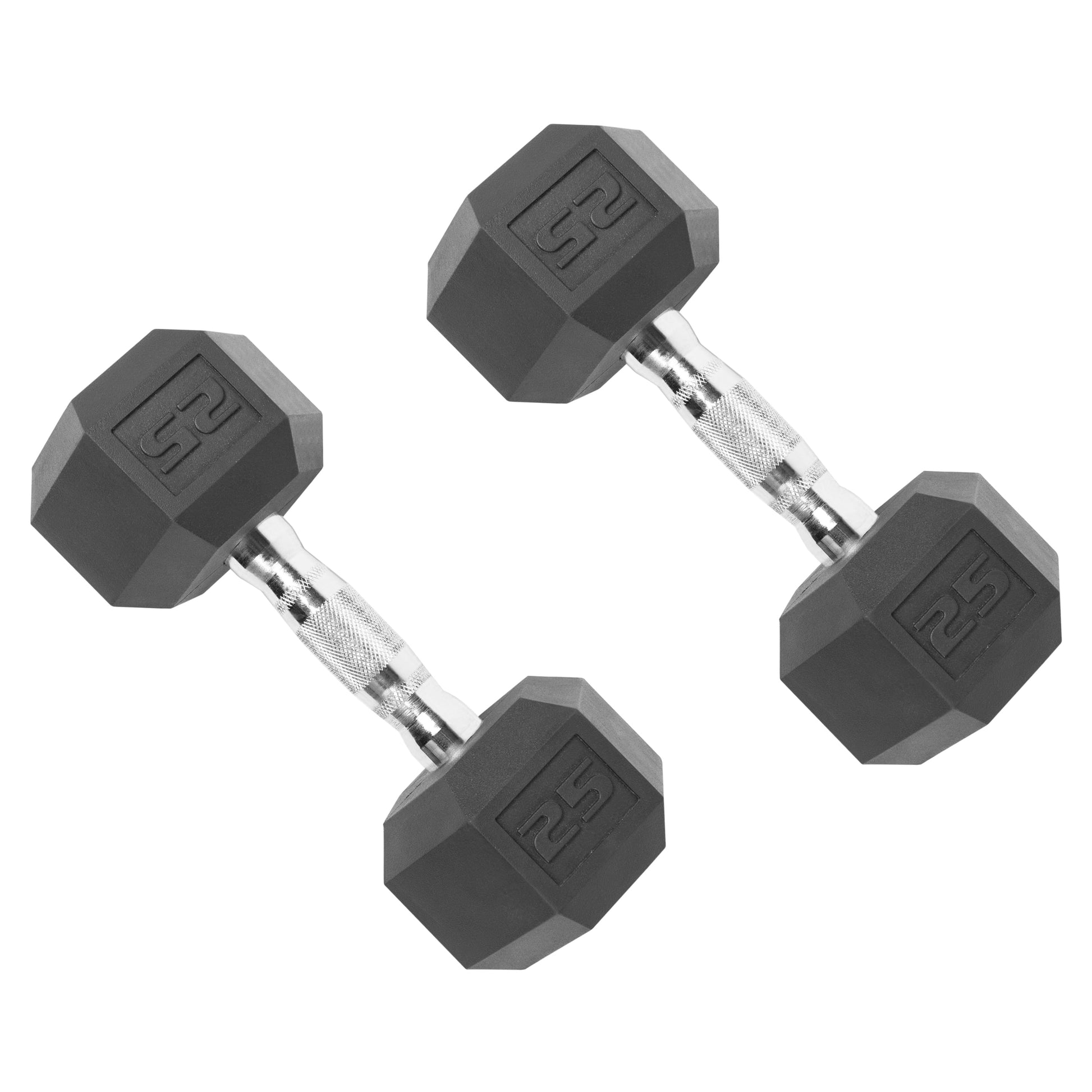 150 Lb. Coated Hex Dumbbell Weight Set, 5-25 Lb. with White Rack