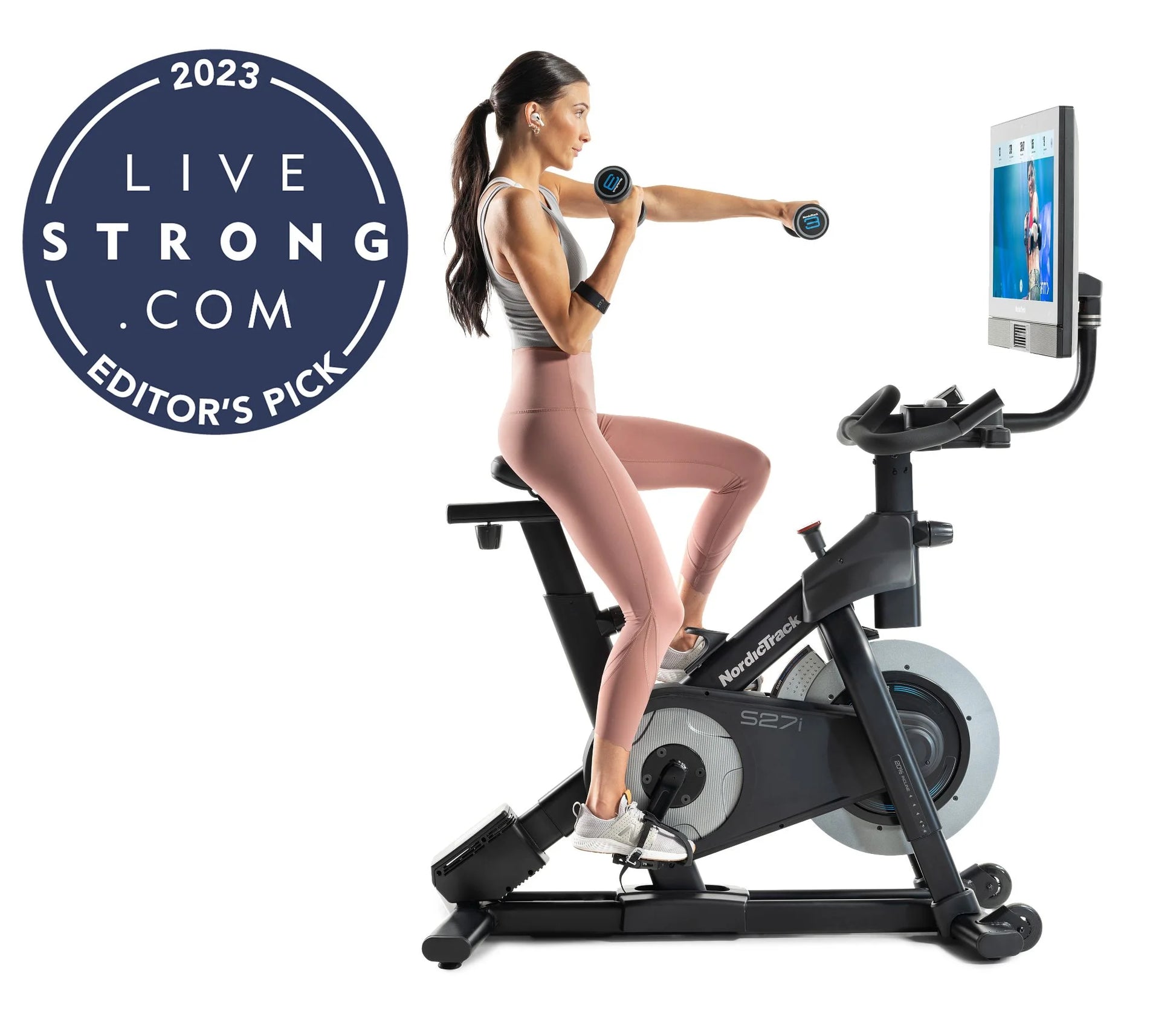 Commercial Series S27I; Ifit-Enabled Indoor Exercise Bike with 27 Inch Pivoting Touchscreen and Incline/Decline Functionality